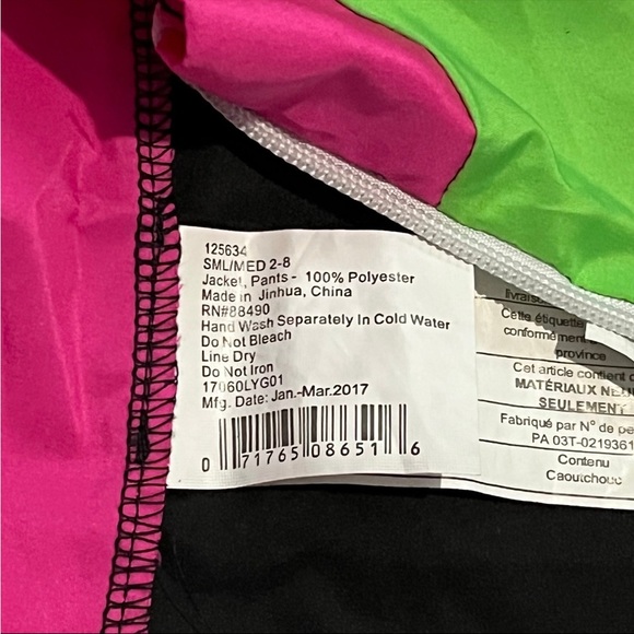 Women’s Sm/Md 2-8 Tracksuit Costume Windbreaker 80’s Neon Jacket Pants Set - Picture 12 of 12